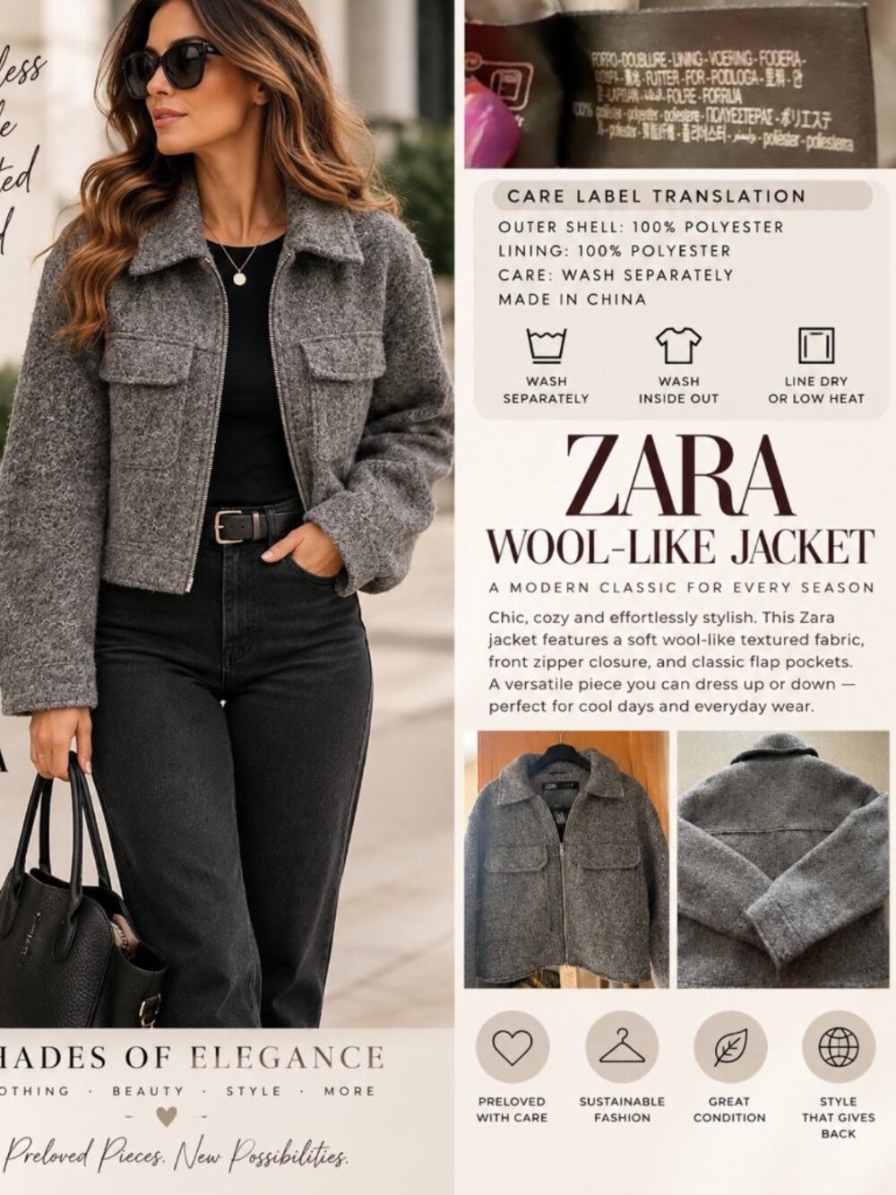 ZARA Textured Gray Jacket-Size Small